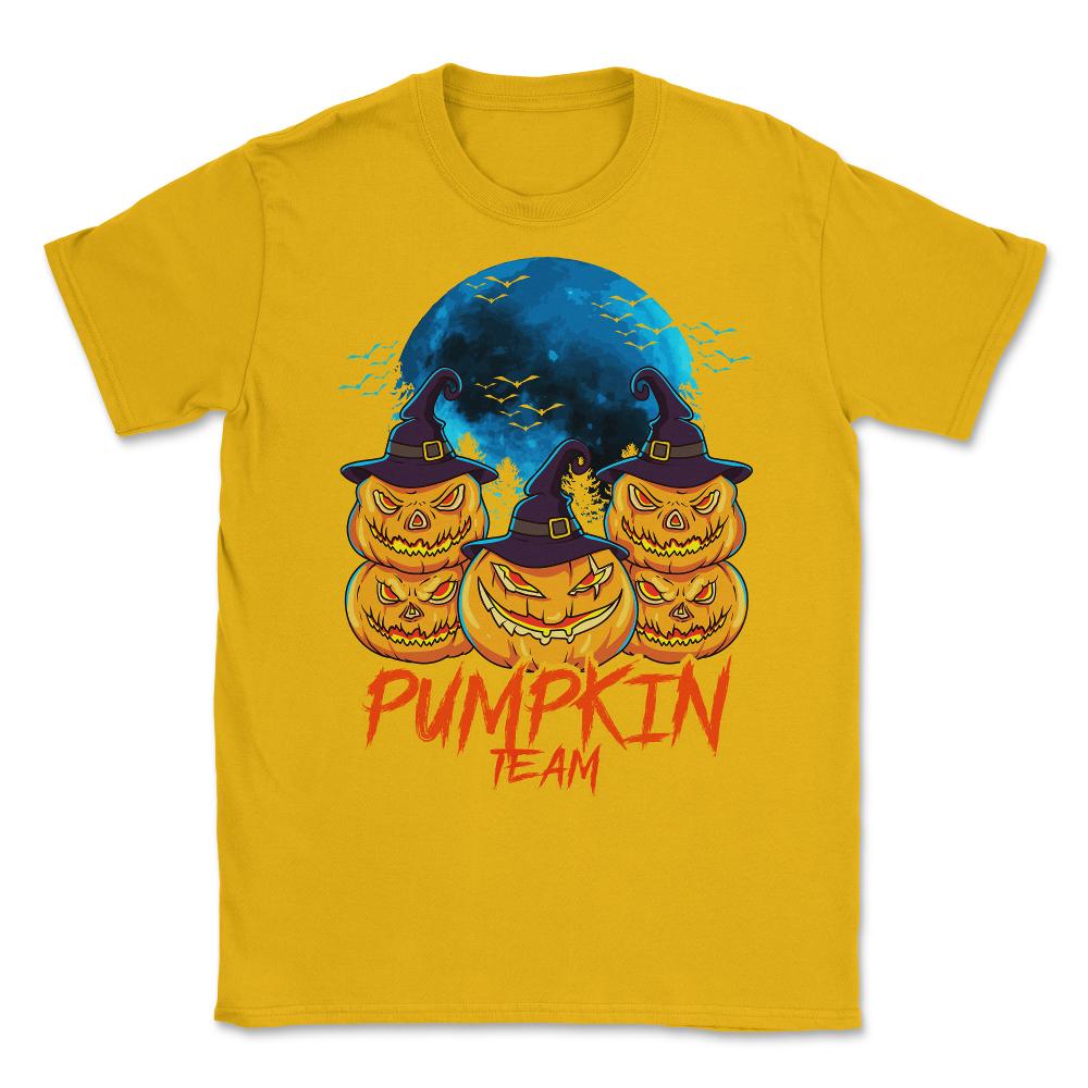 Pumpkin Team Spooky Jack O-Lantern Halloween Unisex T-Shirt - Gold