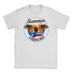 Summer in Puerto Rico Surfer Puerto Rican Flag T-Shirt Tee Unisex - White