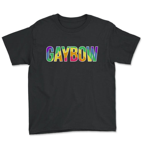 Gaybow Rainbow Word Gay Pride Month t-shirt Shirt Tee Gift Youth Tee - Black