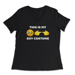 Shy Quote Halloween Costume Shy Fingers & Emoticon graphic - Women's V-Neck Tee - Black