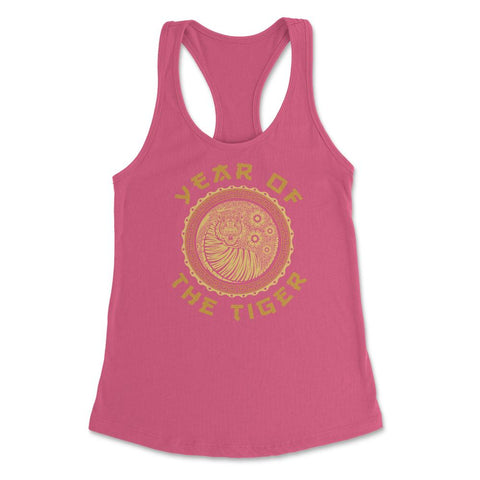 Year of the Tiger 2022 Chinese Golden Color Tiger Circle design - Hot Pink
