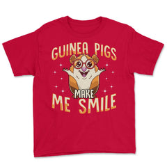 Guinea Pigs Make Me Smile Funny and Cute Cavy Lovers Gift  graphic - Red