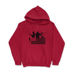 Fishing And Hunting USA Flag Patriotic Fisherman Hunter design Hoodie - Red