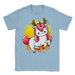 Kawaii Xmas Unicorn Funny Humor  Unisex T-Shirt - Light Blue