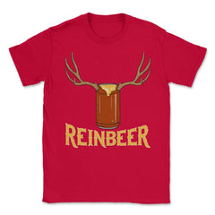 Reinbeer Reindeer Beer X-mas Beer Can Drinking  Unisex T-Shirt - Red