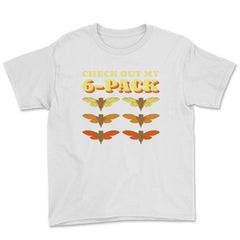 Check Out My Six Pack Cicada Pun Hilarious Design graphic Youth Tee - White