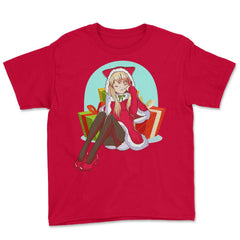 Christmas Anime Girl Youth Tee - Red