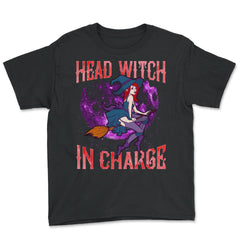 Head Witch in Charge Halloween Cute Funny Youth Tee - Black