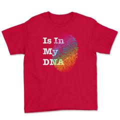 Is In My DNA Rainbow Flag Gay Pride Fingerprint Design graphic Youth - Red