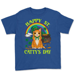 Saint Patty's Day Theme Irish Cat Funny Humor Gift product Youth Tee - Royal Blue