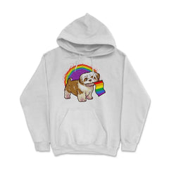 Funny Shih Tzu Dog Rainbow Pride design Hoodie - White