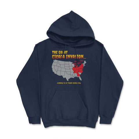 Cicada Invasion Coming to These States in US Map Funny print Hoodie - Navy