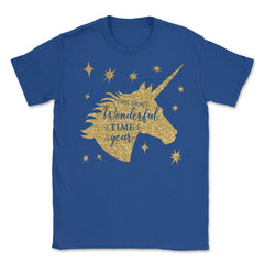 Christmas Unicorn Most Wonderful time T-Shirt Tee Gift The most - Royal Blue