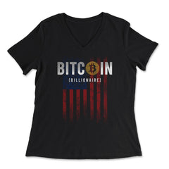 Patriotic Bitcoin Billionaire USA Flag Grunge Retro Vintage design - Women's V-Neck Tee - Black