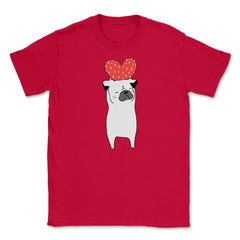 Dog with Heart Happy Valentine Funny Gift print Unisex T-Shirt - Red