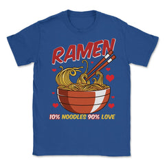 Ramen Bowl 10% noodles 90% love Japanese Aesthetic Meme graphic - Royal Blue