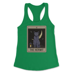 The Hermit Cat Arcana Tarot Card Mystical Wiccan graphic Women's - Kelly Green