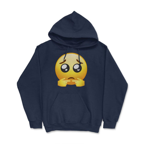 Shy Fingers Performing The Finger Touch & Shy Emoticon print Hoodie - Navy