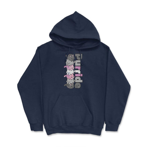 Demigirl Purride Cats Female & Agender Color Flag Pride graphic Hoodie - Navy