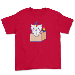Caticorn Rainbow Gay Pride product Youth Tee - Red