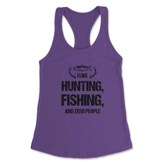 Funny I Like Fishing Hunting And Zero People Introvert Humor graphic - Purple