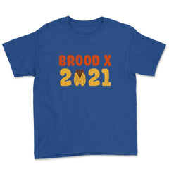 Cicada Brood X 2021 Reemergence Theme Design graphic Youth Tee - Royal Blue