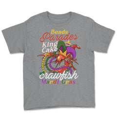 Crawfish With Jester Hat & Bead Necklaces Funny Mardi Gras design - Grey Heather