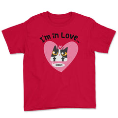 I’m in Love…OMG! Cat t-shirt Funny Humor  Youth Tee - Red