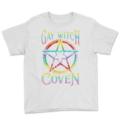 Gay Witch Coven Pentagram for Halloween design Youth Tee - White