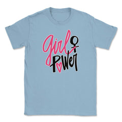 Girl Power Female Symbol T-Shirt Feminism Shirt Top Tee Gift  Unisex - Light Blue
