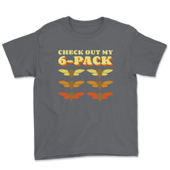 Check Out My Six Pack Cicada Pun Hilarious Design graphic Youth Tee - Smoke Grey
