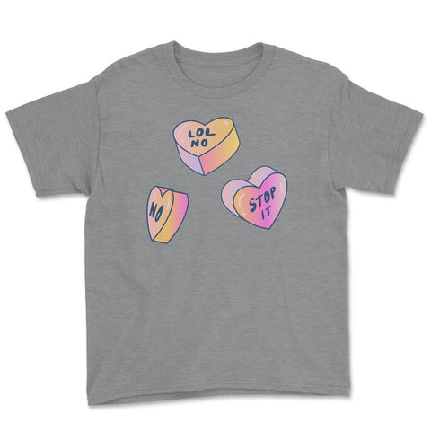 Candy In Hearts Form Negative Messages Funny Anti-V Day product Youth - Grey Heather