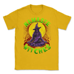 Namaste Witches Funny Halloween Yoga Trick or Trea Unisex T-Shirt - Gold