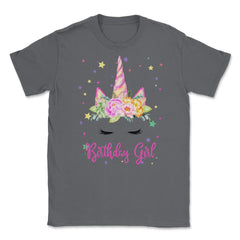 Birthday Girl! Unicorn Lashes design Gift Unisex T-Shirt - Smoke Grey