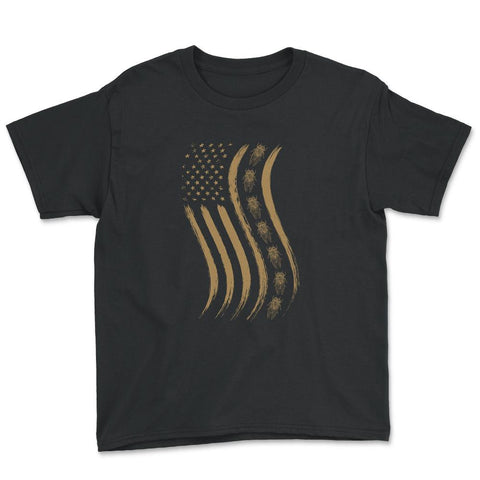 Cicada Line in Distressed US Flag for Cicada Reemergence design Youth - Black