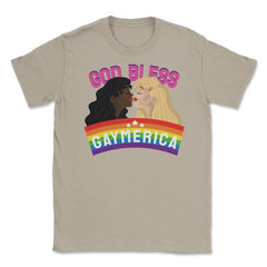 God Bless Gaymerica Rainbow Pride Flag Lesbians graphic Unisex T-Shirt - Cream