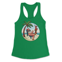 Summer Santa Claus at the Beach Tropical Vacations Funny print - Kelly Green
