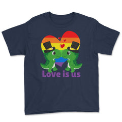 Love Is Us Kawaii Gay Dinosaurs Grooms LGBTQ Pride design Youth Tee - Navy