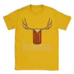 Reinbeer Reindeer Beer X-mas Beer Can Drinking  Unisex T-Shirt - Gold