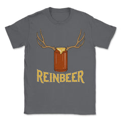 Reinbeer Reindeer Beer X-mas Beer Can Drinking  Unisex T-Shirt - Smoke Grey