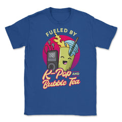 Fueled by K-Pop & Bubble Tea Cute Kawaii print Unisex T-Shirt - Royal Blue