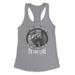 Everyday My Heart is on the Line for Lineworker Gift  print Women's - Heather Grey