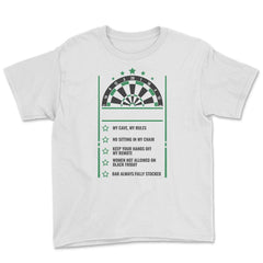 Man Cave Rules Funny Man space Design graphic Youth Tee - White