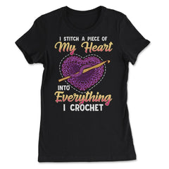 Crochet Heart Theme Meme for Crocheting Lovers print - Women's Tee - Black
