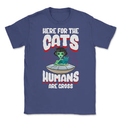 Funny Alien Cat Abductor Halloween Humor Unisex T-Shirt - Purple