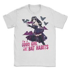 Goth Anime Bat Habits Girl Design print Unisex T-Shirt - White