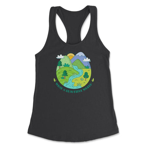 What a beautiful world Earth Day design Gifts graphic Tee Women's - Black