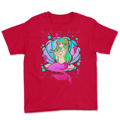 Anime Mermaid Gamer Pastel Theme Vaporwave Style Gift graphic Youth - Red
