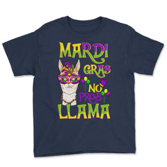 Mardi Gras Llama Funny Carnival Gift design Youth Tee - Navy