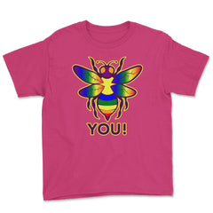 Rainbow Bee You! Gay Pride Awareness design Youth Tee - Heliconia